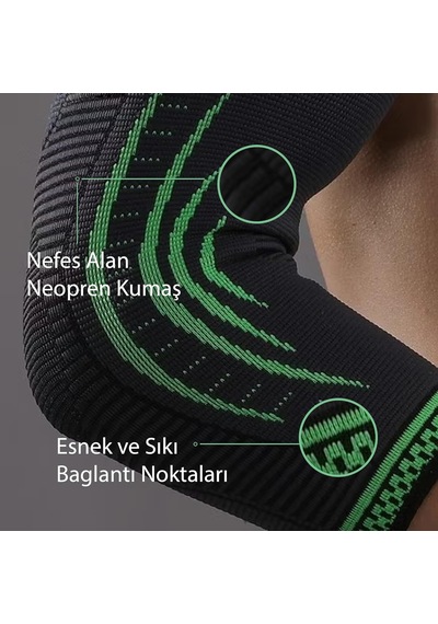 Elastik Dirseklik Fitness Voleybol Basketbol Tenis Sporcular İçin 25 Cm Uzunluğunda Koruyucu Destek Bandajı Siyah
