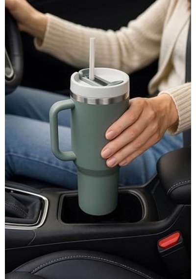 304 L Çelik 1,2 L Yeşil Pipetli El Termos Mug Sızdırmazlık Yok Cin856ys Açık Beyaz
