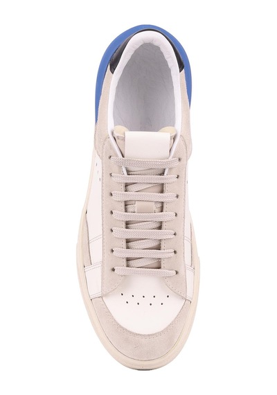 Shoetyle - Bej Süet, Beyaz Deri Bağcıklı Erkek Sneaker 666-23-1252 Deri Beyaz