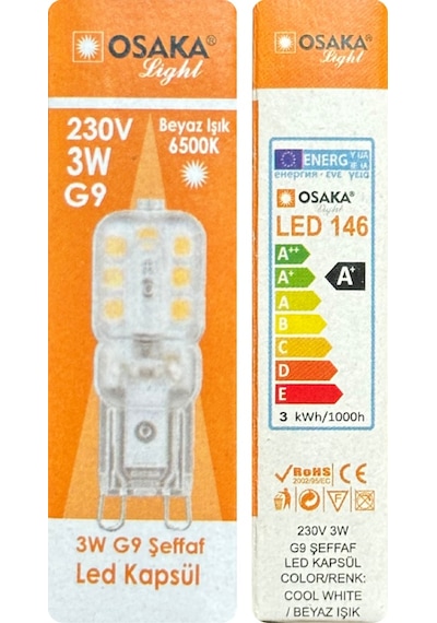 6 Adet Osaka 3w Beyaz Işık 6500k Dim Edilebilir G9 Duylu Led Kapsül Ampul