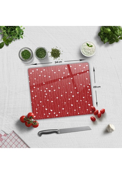 Decorita Cam Kesme Tahtası | Kalpli Sarmaşık | 29cm x 34cm