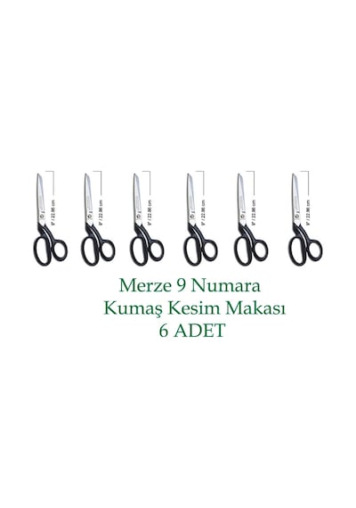 Merze 9 Numara Vidalı Siyah Saplı Terzi Kumaş Kesim Makası
