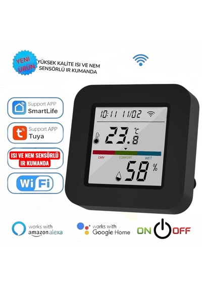 Tuya Destekli Wifi Akıllı Isı Ve Nem Sensörlü Ir Kuman