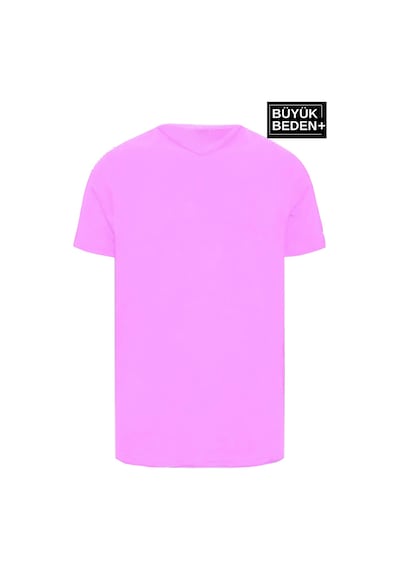 Superlife Erkek Büyük Beden V Yaka Tshırt Sprbts09 Pembe