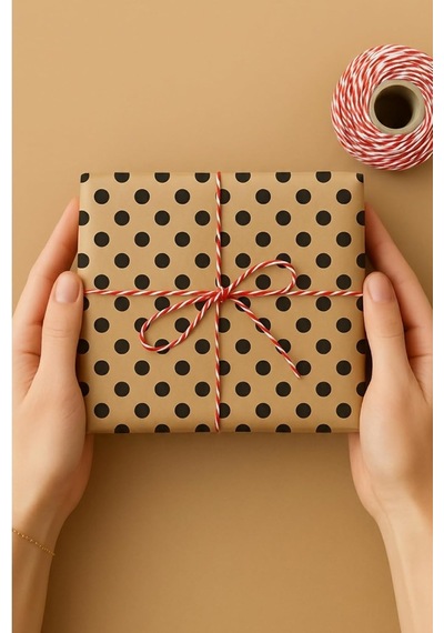 5 Adet Ambalaj Kağıdı, Hediye Paket Kağıdı, Kraft Puantiye 70x100cm