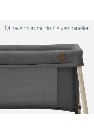 Maxi-Cosi Iris 2 'si Bir Arada Anne Yanı Beşik ve Taşınabilir Çift Katlı Park Yatak Beyond Graphite Eco