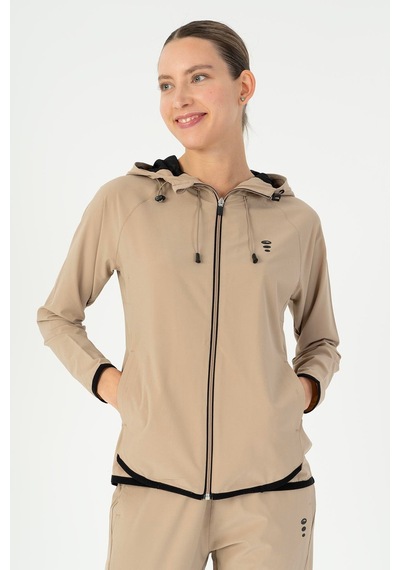 Maraton Regular Kadın Kapüşonlu Açık Vizon Tracktop Vizon