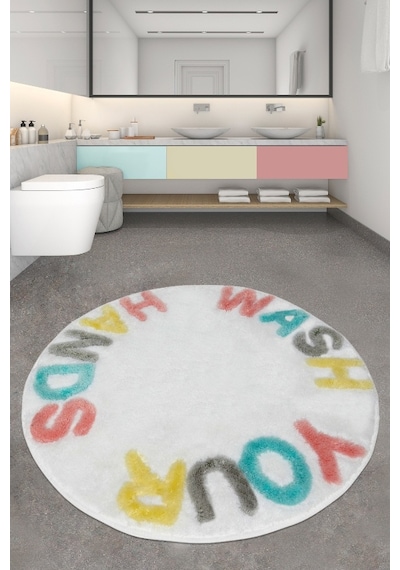 Wash Renkli 90X90 Cm Banyo Paspası, Banyo Halısı
