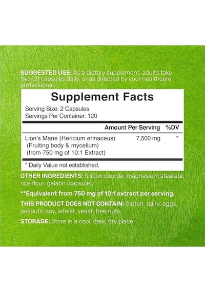 Deal Supplement Lions Mane Mushroom 7.500 Mg 240 Capsules