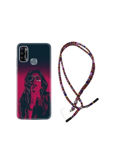 Infinix Hot 9 Play Kılıf Rasta Boyun Askılı Girl 1647