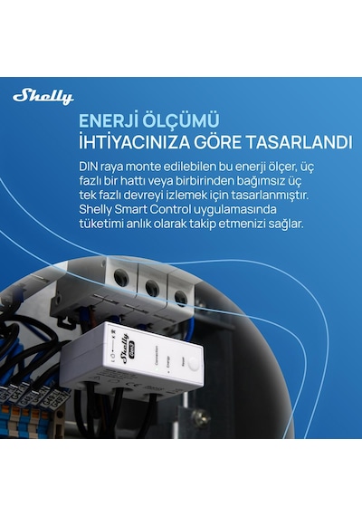 Shelly 3em-63w Gen3 Akıllı 3 Faz Enerji Ölçer