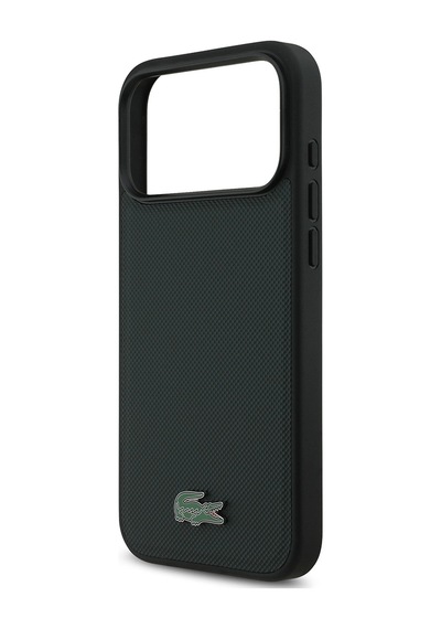 Apple Uyumlu iPhone 18 Pro Max Kılıf Lacoste Lisanslı M-safe Uyumlu Pu Pike Desenli Metal Logolu Kapak Koyu Yeşil