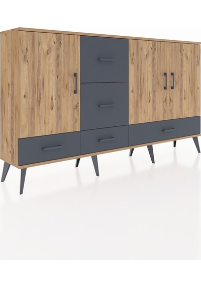 Arges Konsol 4 Raflı 5 Çekmeceli 3 Kapaklı 176x30x99 Çam-çam/antrasit Atlas Çam/antrasıt - Atlas Çam Arges Konsol 4 Raflı 5 Çekmeceli 3 Kapaklı 176x30x99 Çam-çam/antrasit Atlas Çam/antrasıt - Atlas Çam