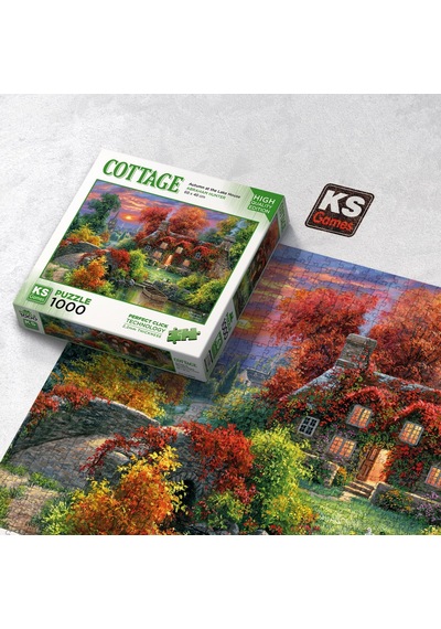 1000 Parça Göl Evinde Sonbahar Puzzle Standart