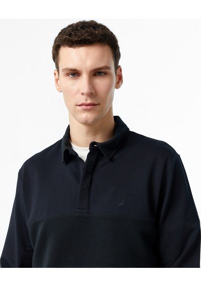 Nautica Erkek Siyah Uzun Kollu Polo Düz K47307t Siyah