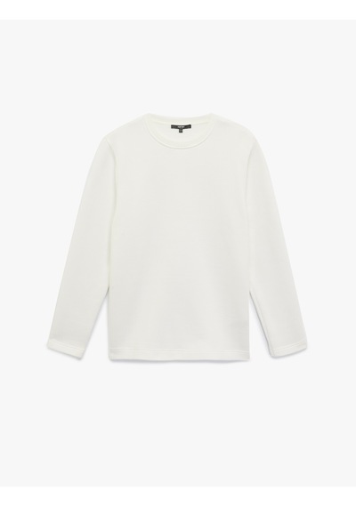 Koton Uzun Kollu Pamuklu Bisiklet Yaka Basic Sweatshirt Ekru 6wam70028mk Ekru