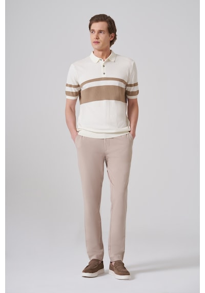 Morven Erkek Ekru Trend Soft Pamuk Polo Yaka Triko T-shirt 26ys018017454 Ekru