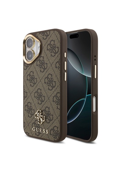Apple Uyumlu iPhone 17 Guess Lisanslı 4g Yazı Logolu Kılıf&ekran&lens Koruyucu 3in1 Aksesuar Seti Kahverengi Kahverengi