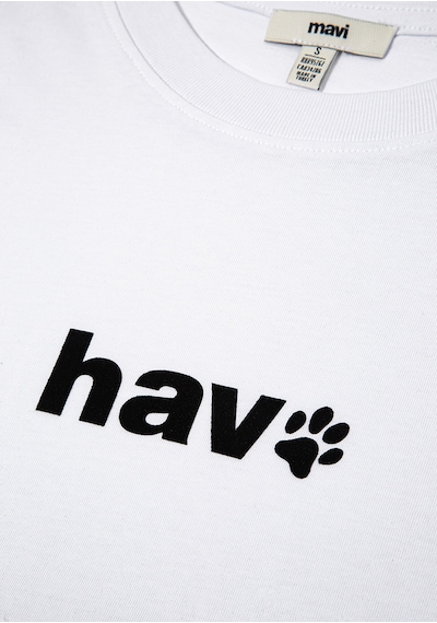Mavi - Hav Baskılı Beyaz Tişört 1613288-620 Beyaz