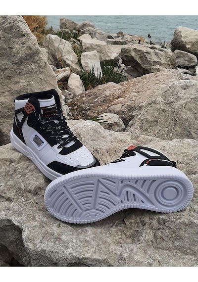 Dunlop 2238 Beyaz-Siyah, Fuspetli Ortapedik Boğazlı Basket Spor Ayakkabı AYKSAYAK-000491