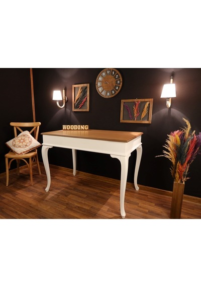 Wooding-Mobilya Wooding 100 Cm Masif Beyaz Naturel Yemek Masası