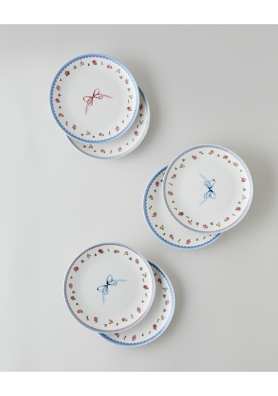 English Home Maze Porselen 6'lı Pasta Seti 19 Cm Renkli Çok Renkli