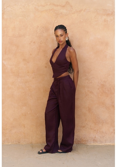 Mai Collection Mai Studios Co. Lvdovila Bordo Keten Crop Yelek Pantolon Takım Bordo Mai Collection Mai Studios Co. Lvdovila Bordo Keten Crop Yelek Pantolon Takım Bordo