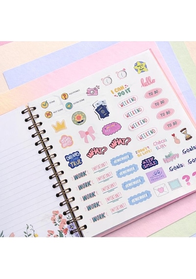 Lizy Spiralli Süresiz Planlayıcı Ajanda - 19x19 Cm - Motivasyon Ve Sticker Sayfaları Bulut Mavi