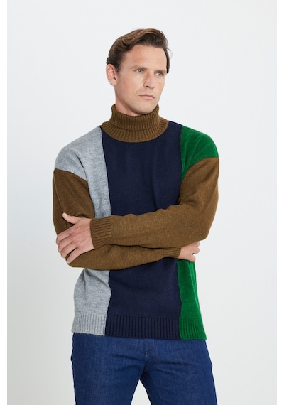 AC&Co / Altınyıldız Classics Erkek Hakı-lacı Oversize Fit Bol Kesim Tam Balıkçı Yaka Triko Kazak Haki - Lacivert AC&Co / Altınyıldız Classics Erkek Hakı-lacı Oversize Fit Bol Kesim Tam Balıkçı Yaka Triko Kazak Haki - Lacivert