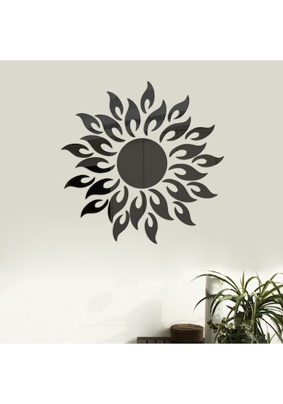 Güneş001 Model Duvar Dekorasyon Süs Siyah Renk 50 X 50 Cm