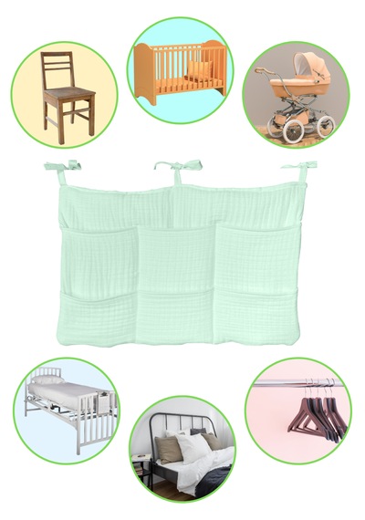 Bebek Beşik Yanı Organizer 6 Cepli Pratik Organizer Mint