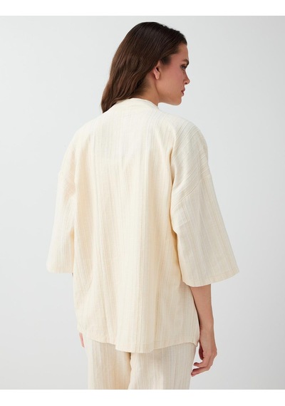 Jimmy Key Jimmy Key Kırık Beyaz Truvakar Kol Açık Yaka Pamuklu Kimono 6sw146751106