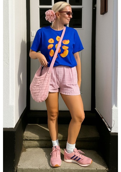 Baskılı Unisex Tshırt 4q1 Saks Mavisi
