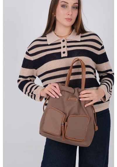 Silver Polo Sp1232 Kadın Sırt Çantası Saten Kahve-taba