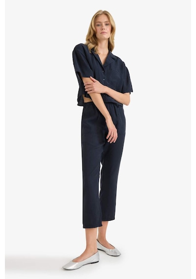 DeFacto Straight Fit Çift Cepli Yüksek Bel Düz Paça Modal Kumaş Pantolon E5962AX25SPNV100
