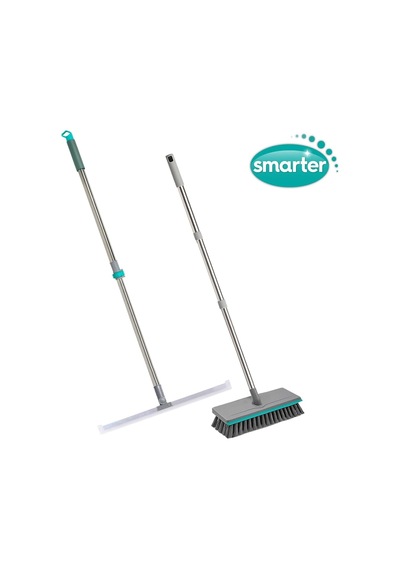 Smarter Yer Sileceği + Pratik Yüzey Fırçası Çekçek Banyo Mutfak Fayans Balkon Gri