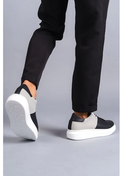 Slw151 Boost Bağcıklı Cilt Süet Erkek Günlük Sneaker Ayakkabı Bt Siyah/gri Siyah