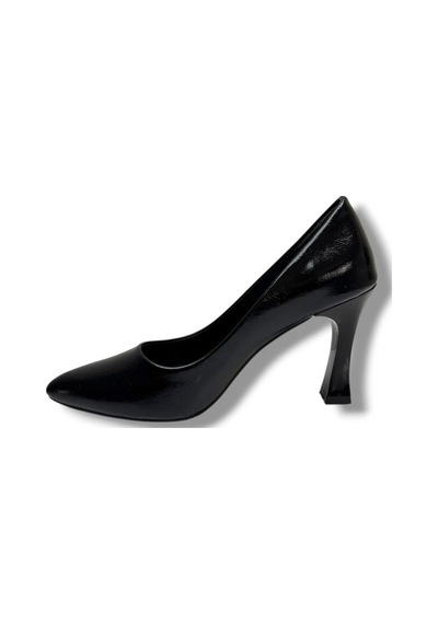 C-shoes 349-26 Kırışık Rugan Deri Kadın Stiletto Siyah