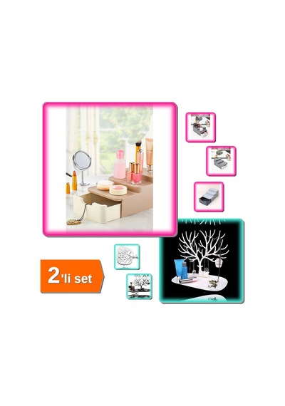 Çekmeceli Ve Standlı Makyaj Organizeri + Geyik Şeklinde Takı Düzenleyici - 2li Set T2p5f8 Belirtilmemiş