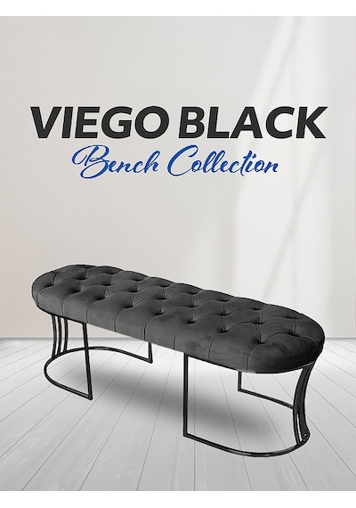 Viego Siyah Bench Puf Antrasit