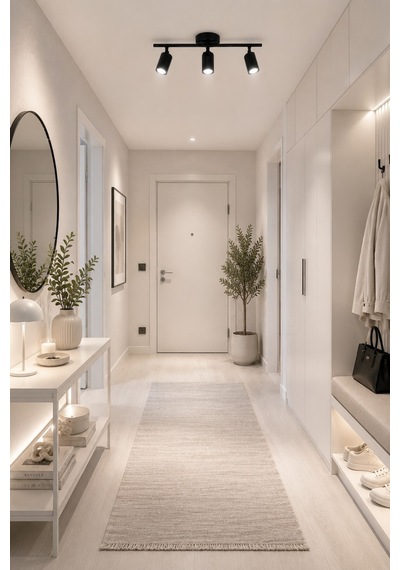 Spoty 3'lü Siyah Renkli Beyaz Işık Modern Tasarım Salon - Mutfak - Banyo Spot Sıralı Avize