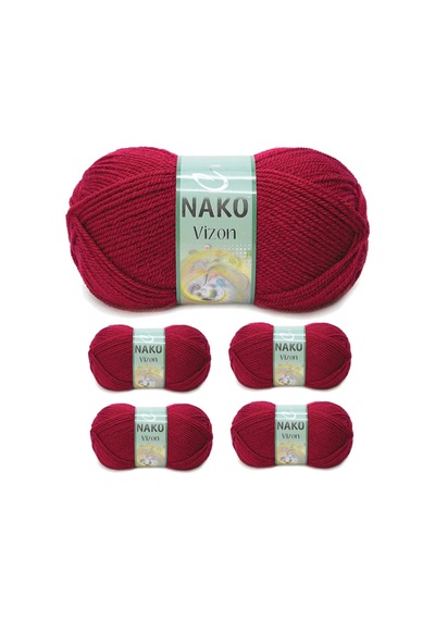 Tedar 5 Adet Vizon Premium Akrilik El Örgü İpi Yünü Renk No:3630 Vişne Çürüğü Najmaddin (No:1) 8.5Cm X 10.5 Cm