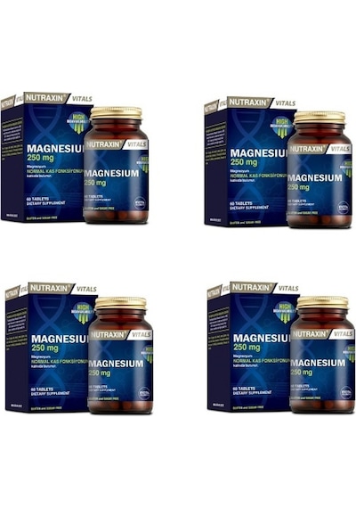 Nutraxin 250 Mg Magnezyum Takviyesi 60 Tablet X4 Adet