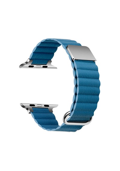Watch 44mm Uyumlu Krd-78 Pu Deri Kordon Strap Kayış Mkst- Mavi