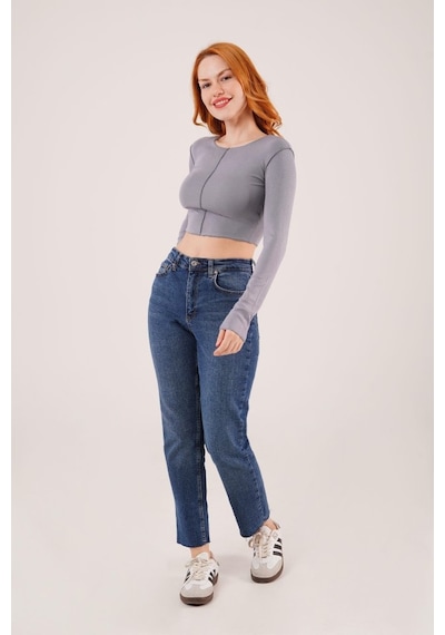 Soonaksesuar Ters Dikişli Basic Antrasit Body Bluz Antrasit