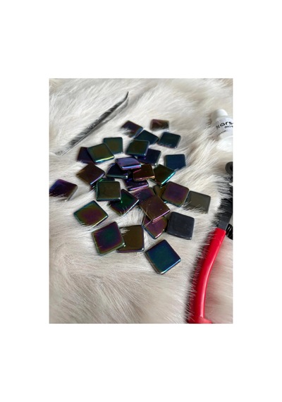 Sanatsal Mozaik Lüsterium Siyah 2,5x2,5cm Mozaik Sanatı Malzeme 100gr