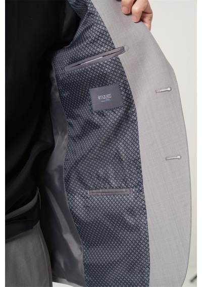 İmza Gri Mono Yaka 6 Drop Slim Fit Tam Astar Esnek Takım Elbise 1001260181