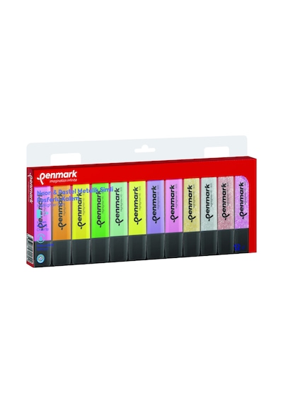 Fosforlu Kalem 12'li Asetat Karişik Renk 4 Neon +4 Pastel+4 Siml