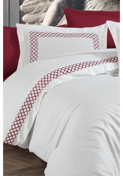 Nazik Home Dolce Krem-Bordo Nevresim Takımı Çk