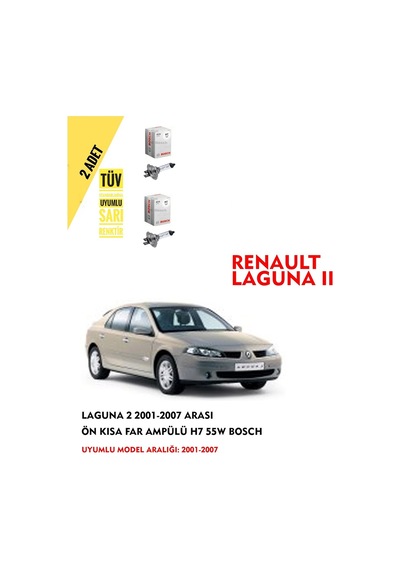 Laguna 2 2001-2007 Arası Ön Kısa Far Ampülü 2 Adet Sarı Renk
